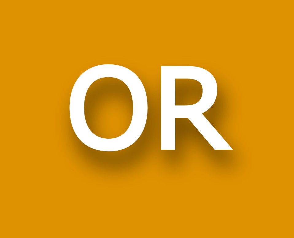 the word 'OR' in white on a gold background